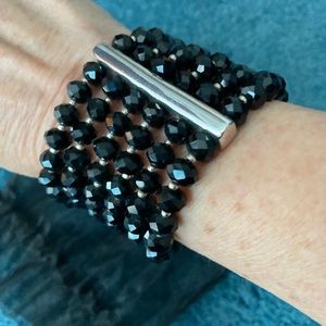 WHBM  stretch bracelet black with silver